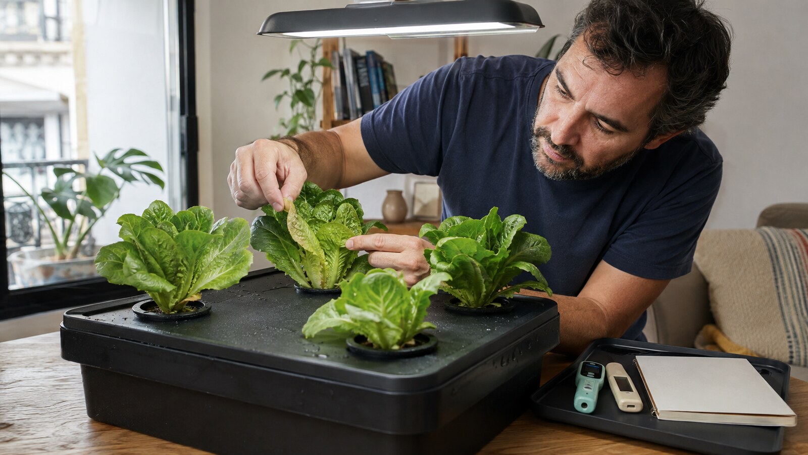 Comparación de hojas nuevas y viejas durante el diagnóstico de una carencia nutricional en hidroponía
