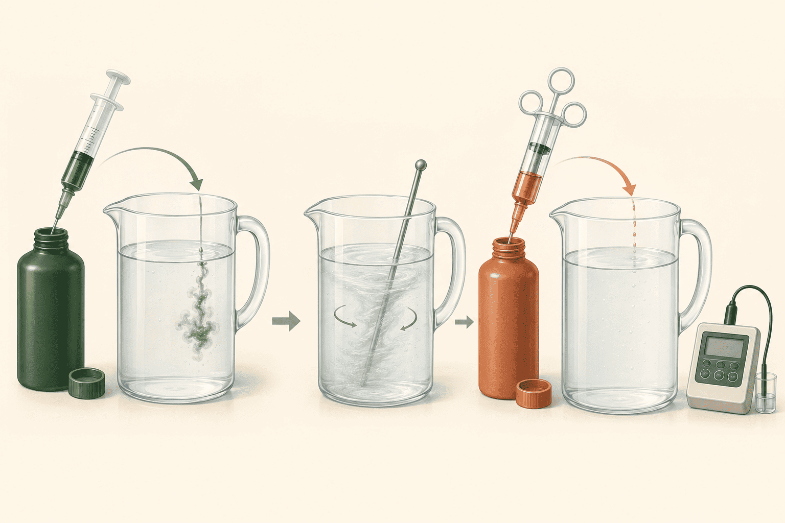 Orden correcto para diluir nutrientes hidropónicos A y B en un depósito con agua